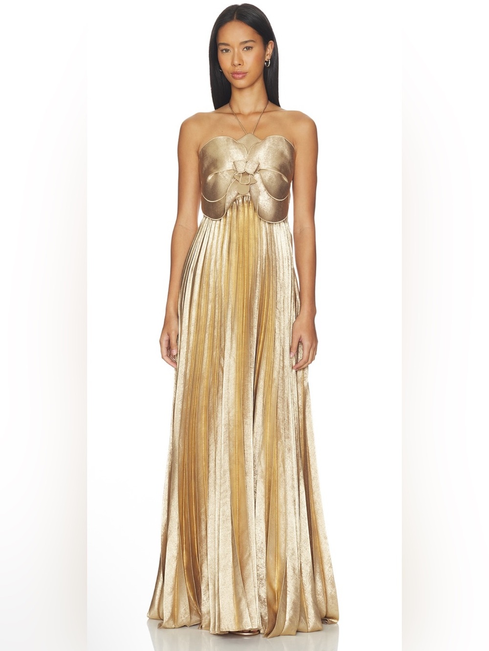 ACLER Forever Young Pullford Metallic Pleated Gown Gold
